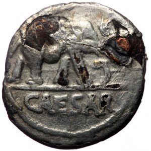 Julius Caesar (49 BC). AR, Fourrée Denarius. (Silver, 3.02 g. 18 mm.) Military mint traveling with Caesar.
