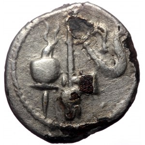 Julius Caesar (49 BC). AR, Fourrée Denarius. (Silver, 3.02 g. 18 mm.) Military mint traveling with Caesar.