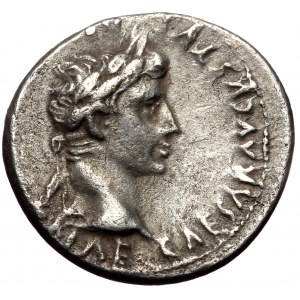 Augustus (27 BC-AD 14). AR, Denarius. (Silver, 3.58 g. 19 mm.) Lugdunum.