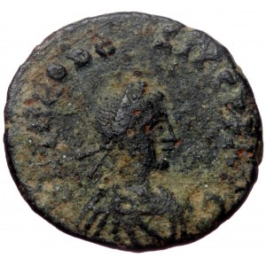 Theodosius II, AE, Nummus. (Bronze, 1.45 g. 13 mm.) Cyzicus. 402-450 AD.