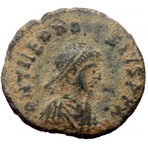 Theodosius II, AE, Nummus. (Bronze, 0.99 g. 14 mm.) Cyzicus. 402-450 AD.