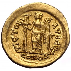 Leo I, AV, Solidus. (Gold, 4.39 g. 20 mm.) Constantinople. 457-474 AD.