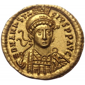 Anastasius, AV, Solidus (Gold, 4.48 g. 21 mm.) Constantinople. 491-518 AD.