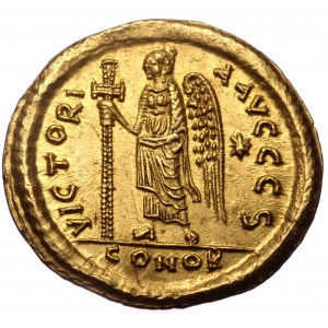 Anastasius, AV, Solidus (Gold, 4.48 g. 21 mm.) Constantinople. 491-518 AD.