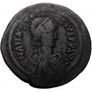 Anastasius I. AE, Follis. (Bronze, 17.92 g, 38 mm.) Constantinople. 491-518 AD.