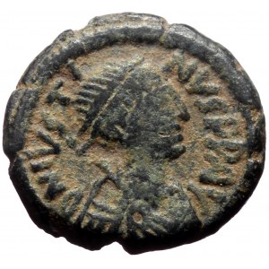 Justin I, AE, Pentanummium. (Bronze, 2.15 g. 14 mm.) Constantinople. 512-518 AD