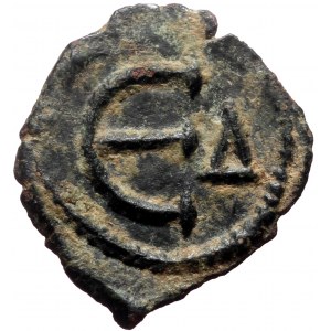Justin II, AE, Pentanummium, (Bronze, 1.01 g. 17 mm.) Constantinople (?). 565-578 AD.