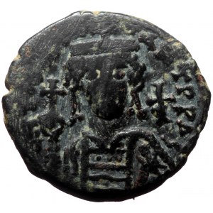 Tiberius II Constantine, AE, Half Follis (Bronze, 6.78 g. 24 mm.) Theoupolis (Antioch). 578-582 AD.