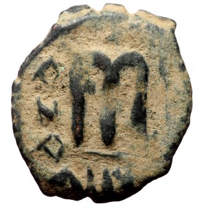 Arab-Byzantine, Rashidun/Umayyad, AE fals (Bronze, 4,12g, 23mm) c. 650s-660s (transitional issue).