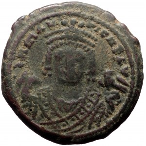 Maurice Tiberius, AE, Follis, (Bronze, 12.12 g. 27 mm.) Theoupolis (Antioch) 582-602 AD.