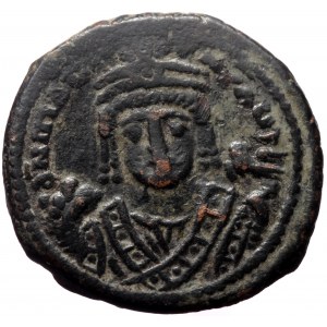 Maurice Tiberius (582-602) AE Follis (Bronze, 25mm, 11.20g) Theoupolis (Antioch) Dated RY 15 ( 596/7).