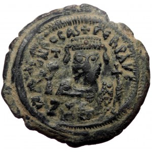 Phocas. AE, follis. (Bronze, 11.47 g. 30 mm.) Cyzicus. 602-610 AD.