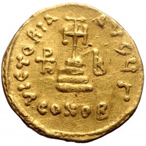 Heraclius, Heraclius Constantine and Heraclonas, AV, Solidus (Gold, 4.48g, 19mm) Constantinople. 610-641 AD.