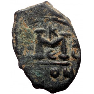 Heraclius and Heraclius Constantine (?), AE, Follis (Bronze, 2.97 g. 21 mm.) Constantinople (?). 610-641 AD.