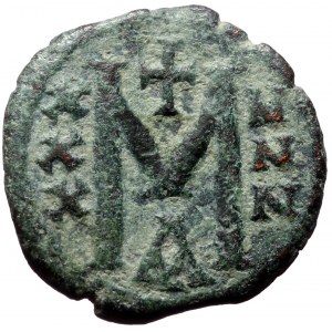 Leo III and Constantine V. AE, Follis. (Bronze, 4.91 g, 21 mm) Constantinople. 717-741 AD.