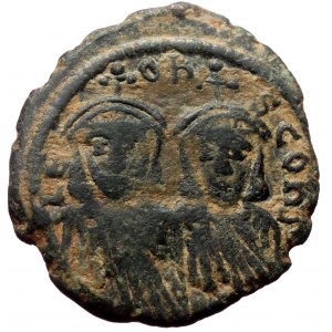 Leo III and Constantine V. AE, Follis. (Bronze, 5.71 g, 24 mm.) Constantinople. 717-741 AD.