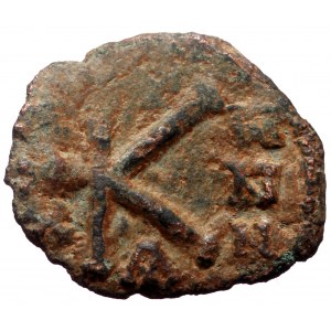 Constantine V Copronymus and Leo IV, AE, Half Follis (Bronze, 1.08 g. 11 mm.) Constantinople. 741-775 AD.