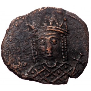 Constantine VI and Irene, AE, Follis (Bronze, 2.35 g. 20 mm.) Constantinople. 780-797 AD.