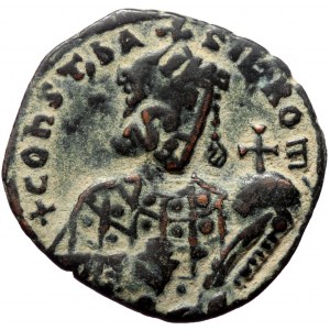 Constantine VII Porphyrogenitus, with Romanus I (913-959) AE Follis (Bronze, 22mm, 4.53g). Constantinople, 945-950.