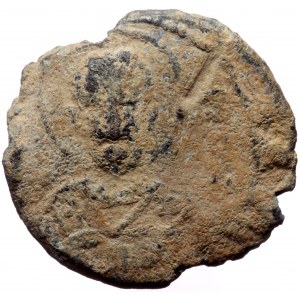 Byzantine Lead Seal (Lead, 5.71 g. 20 mm. ) Basileios, thytes (10th-11th century)