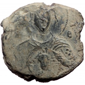 Byzantine Lead Seal (Lead, 7.21 g. 21 mm.) N., spatharokandidatos and notarios (11th century)