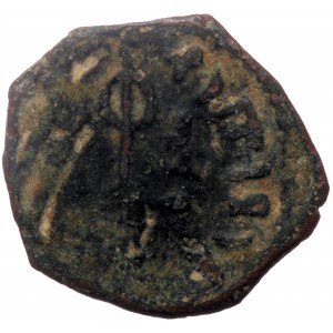 Islamic, Umayyad Caliphate. Abd al-Malik ibn Marwan, AE, Fals. (Bronze, 3.04 g. 20 mm). 685-705 AD / 65-86 AH.