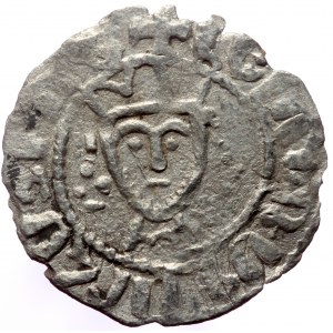 Levon V, AR, 1 Denier, (Silver, 0.53 g. 16 mm.) Cilician Armenian. 1374-1375 AD.