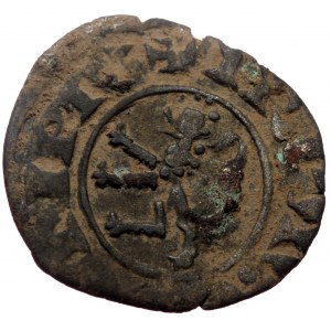 Crusaders, Lusignan Kingdom of Cyprus. Henry II, AE, Denier (Billon, 0.68 g. 11 mm.). Cyprus. 1285-1324 AD.