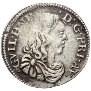 France, William Henry, AR, Sols (Silver, 2.27 g. 21 mm.) 1650-1702 AD.