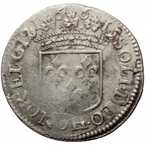 France, William Henry, AR, Sols (Silver, 2.27 g. 21 mm.) 1650-1702 AD.