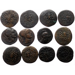 12 Greek AE coins (Bronze, 92.92g)