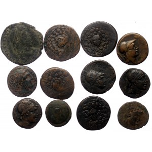12 Greek AE coins (Bronze, 94.59g)