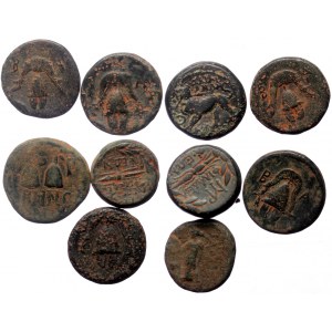 10 Greek AE coins (Bronze, 41,55g)