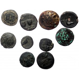 10 Ancient AE coins (Bronze, 38,23g)