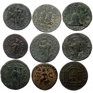 9 Roman Provincial AE coins (Bronze, 118,53g)