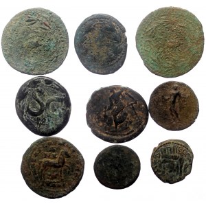 9 Roman Provincial AE coins (Bronze, 79,25g)