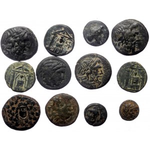 12 Greek AE coins (Bronze, 64,18g)