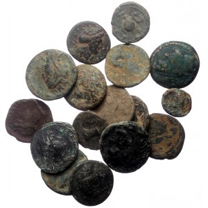 16 Greek AE coins (Bronze, 52,20g)