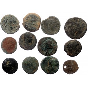 12 Ancient AE coins (Bronze and silver, 30,71g)