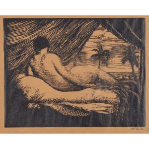 Wojciech Weiss (1875 Leorda, Romania - 1950 Krakow), Nude with palms - Venus, 1925