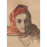 Leon Wyczółkowski (1852 Huta Miastkowska - 1936 Warschau), Kopf eines Krakauer Mädchens mit einem Schal, 1902