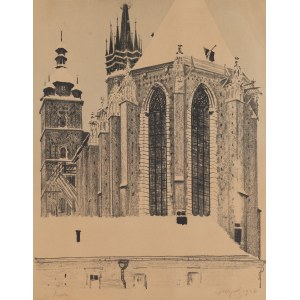 Leon Wyczółkowski (1852 Huta Miastkowska - 1936 Warszawa), Kościół Mariacki od strony prezbiterium, podczas zimy, 1926