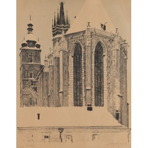 Leon Wyczółkowski (1852 Huta Miastkowska - 1936 Warsaw), St. Mary's Church from the side of the presbytery, during winter, 1926