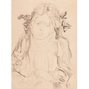 Stanisław Wyspiański (1869 Kraków - 1907 Kraków), Dziewczynka z warkoczykami (Girl with pigtails), 1902