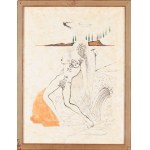 Salvador Dalí (1904 Figueres - 1989 Figueres), Nude by a fountain from Guillaume Apollinaire's 'Poemes Secrets' series, 1967.