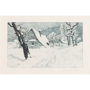 Friedrich Iwan (1889 Kamienna Góra - 1967 Wangen), Karkonosze in winter (Raszow in winter).