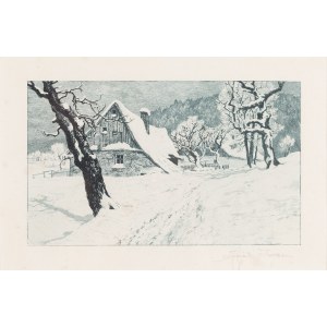 Friedrich Iwan (1889 Kamienna Góra - 1967 Wangen), Karkonosze v zimě (Raszów v zimě)