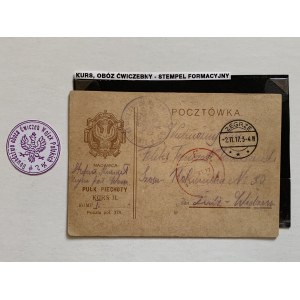 Postcard. Legions. Patriotic postcard sent from Zegrze to Lodz [1917].