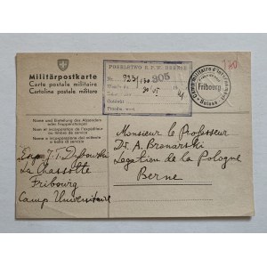 Postcard. Correspondence of a Polish soldier interned in Switzerland [1941].