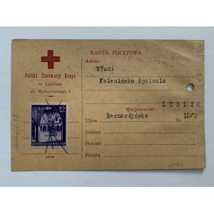 Kartka pocztowa. Miejscowa kartka z oddziału Polskiego Czerwonego Krzyża w Lublinie [1942]